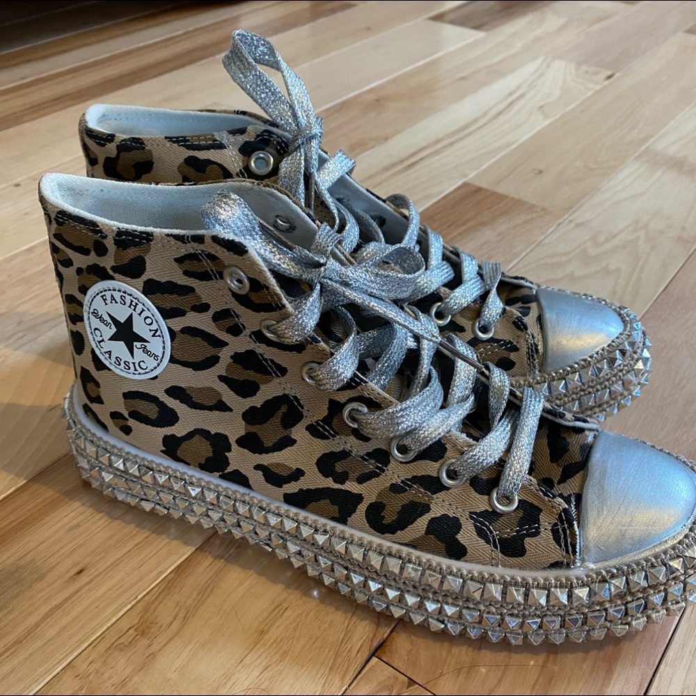 Leopard sparkly high tops- NEW! Never been worn